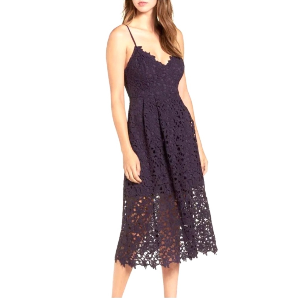 Nordstrom / ASTR The Label Eggplant Lace Midi Dress Size Large